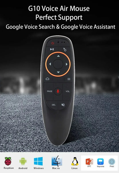G10S Air Mouse Voice Remote Control – 2.4G Wireless Gyroscope & IR Learning for Android TV Box H96 MAX X88 PRO HK1