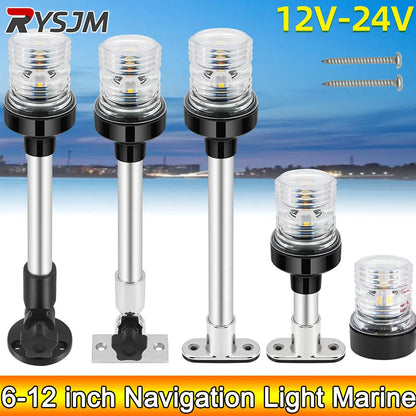 12V/24V LED Boat Navigation Light – 360° Fold Down Marine Signal Anchor Light for Yacht & Sailing