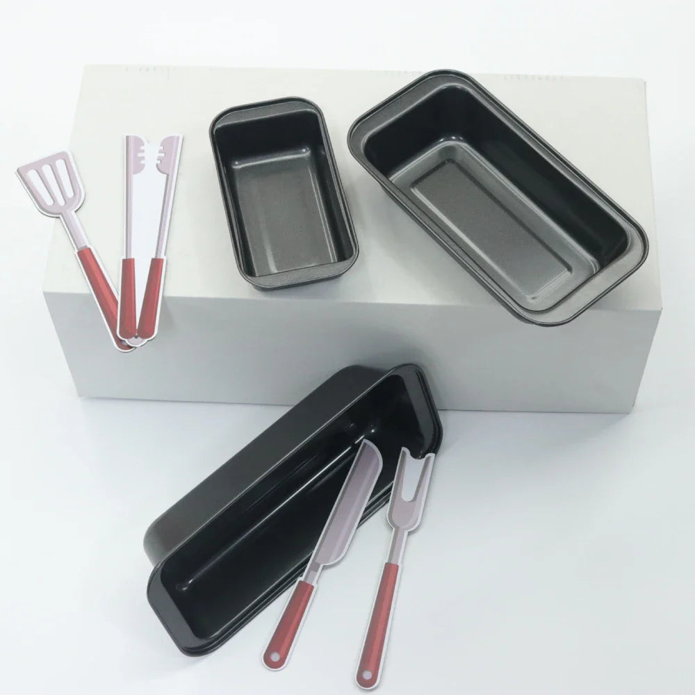 3-Piece Rectangular Nonstick Loaf Pan Set – Gray Carbon Steel Bread, Toast, Brownie & Pound Cake Baking Pans