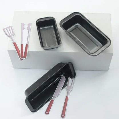 3-Piece Rectangular Nonstick Loaf Pan Set – Gray Carbon Steel Bread, Toast, Brownie & Pound Cake Baking Pans