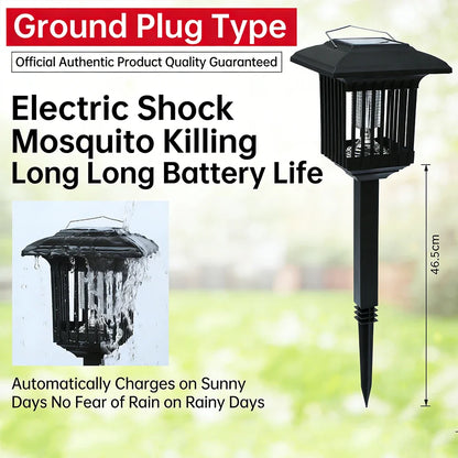 Solar Bug Zapper Lamp - Waterproof Cordless Mosquito Killer with UV & White Light for Indoor Outdoor Use