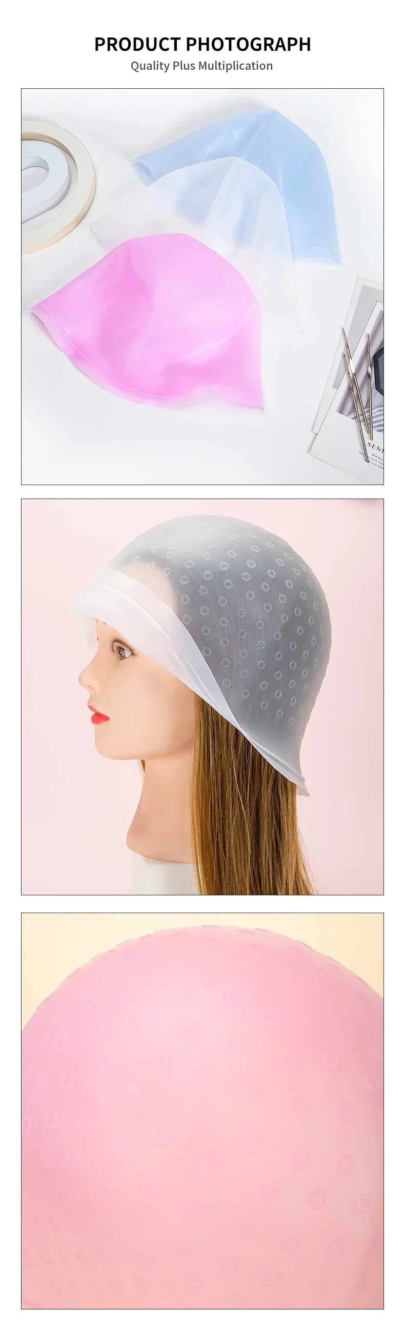 Silicone Hair Highlighting Cap with Hook Needle – Reusable Hair Dye Set for Salon & Professional Hair Coloring