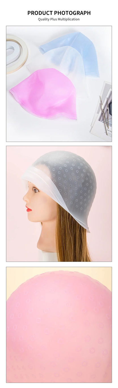 Silicone Hair Highlighting Cap with Hook Needle – Reusable Hair Dye Set for Salon & Professional Hair Coloring