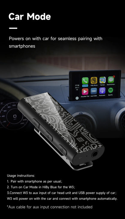 HiBy W3 II/W3 GEN 2 Type C USB DAC Dongle - Wireless Bluetooth Decoder, Headphone Amplifier, AMP, CarPlay, NFC, CVC Mic for Android & iOS