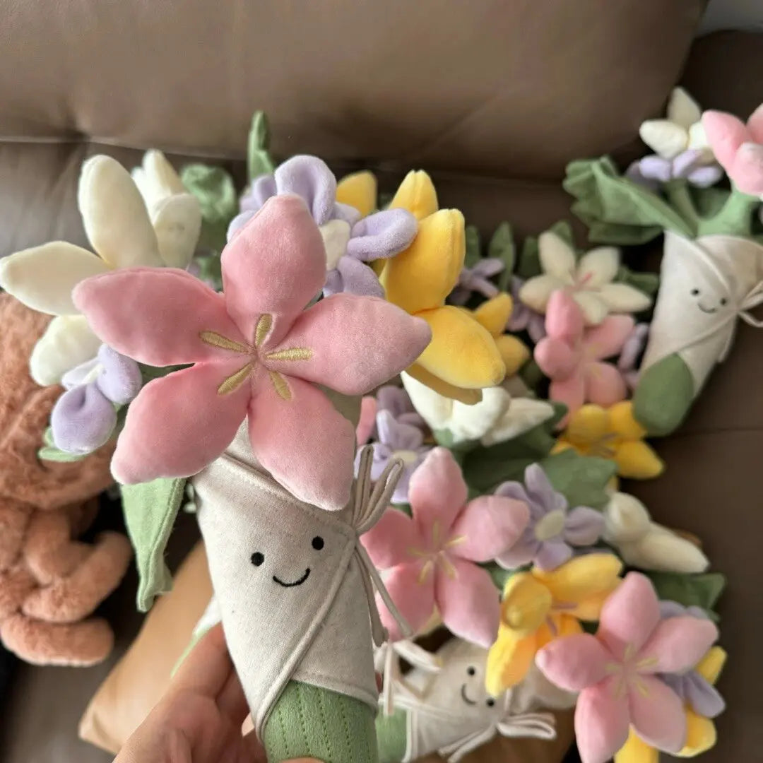 Holding Flowers Plush Toy – Eternal Flower Bouquet Gift for Proposal, Graduation, Valentine's & Birthday