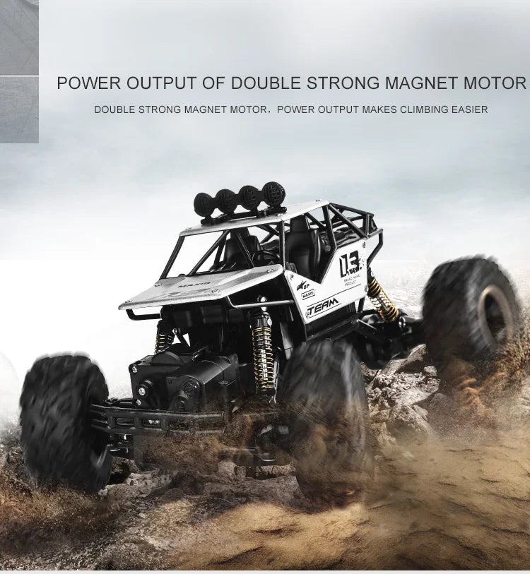 1:12/16 RC Off-Road Truck – 4WD Remote Control Car with Metal Shell & LED Lights for Kids