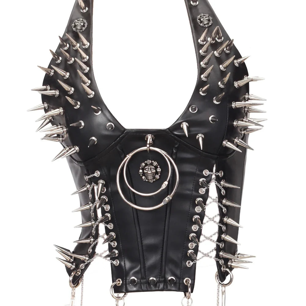 Y2K Gothic Spiked Tank Top - Punk Rock Emo Grunge Festival Style for Women