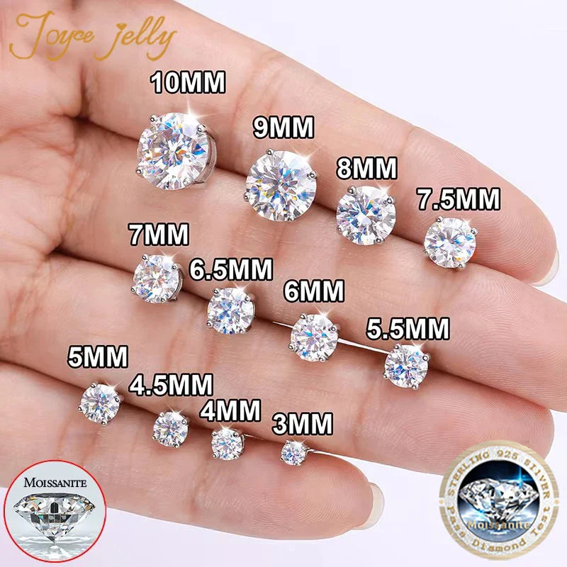 Real Moissanite Diamond Stud Earrings 0.1–3CT – S925 Silver, Platinum Plated Wedding & Bridal Jewelry, GRA Certified