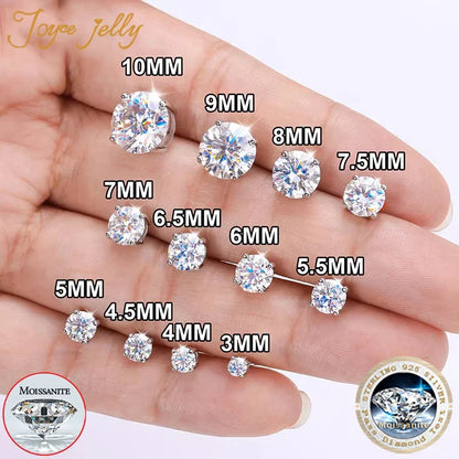 Real Moissanite Diamond Stud Earrings 0.1–3CT – S925 Silver, Platinum Plated Wedding & Bridal Jewelry, GRA Certified