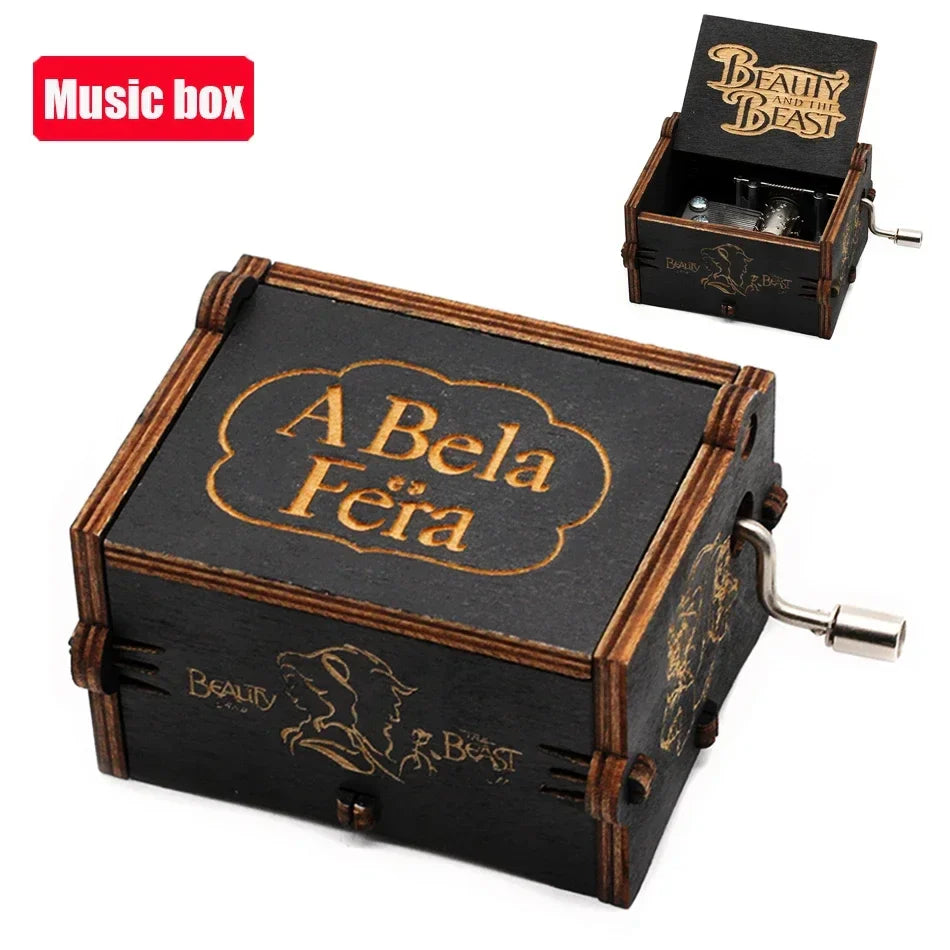Wooden Hand Crank Jurassic Park Music Box – Classic Theme Melody Gift for Kids & Collectors