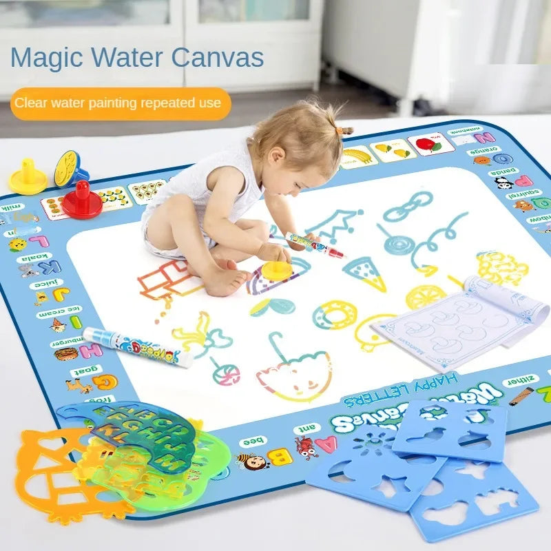 Magic Water Drawing Mat - Reusable Doodle Coloring Board with Magic Pens for Kids
