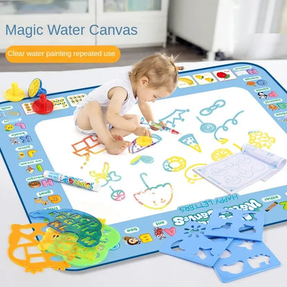 Magic Water Drawing Mat - Reusable Doodle Coloring Board with Magic Pens for Kids