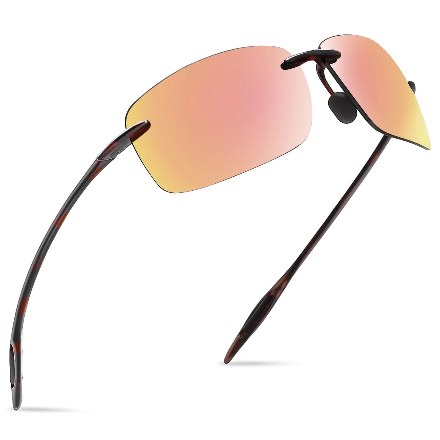 JULI Polarized Classic Sports Rimless Sunglasses – Ultralight Rectangle Frame for Men, Ideal for Fishing, Driving, UV400 Protection, Model MJ8009