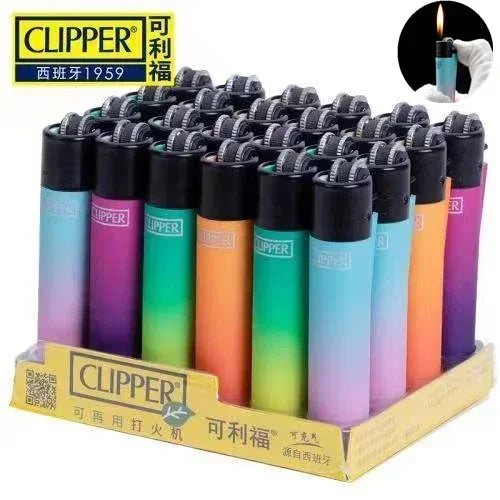 Original Spanish Clipper Refillable Gas Lighter – Personality Pattern 8-Piece Boxed Set Smoking Collection Gift Wholesale Lighter Pack