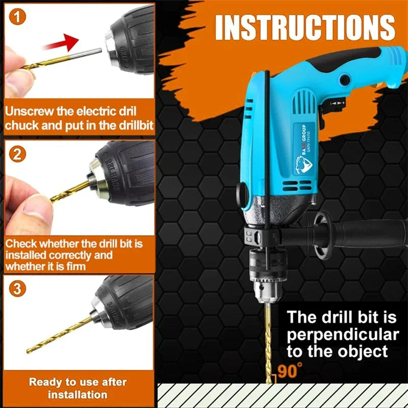 13PCS High-Speed Steel Drill Bit Set – Impact Quick-Change Kit for Metal, Glass, Tile & Concrete Masonry Drilling Tools