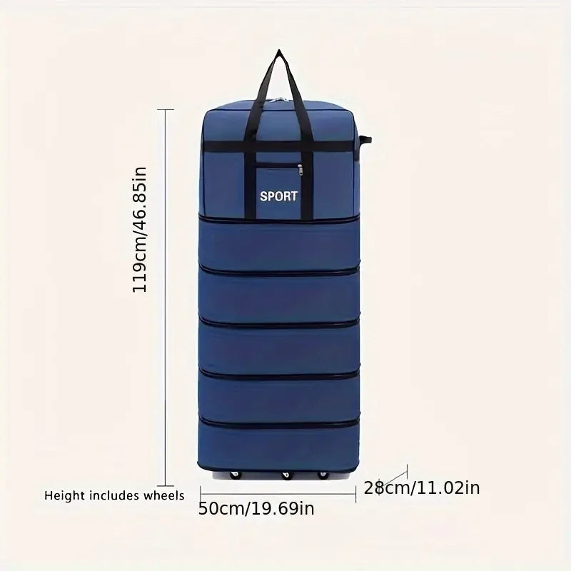 5-Layer Folding Wheeled Travel Bag – Large Capacity Waterproof Durable Luggage for Weekend Trips & Overnight Travel
