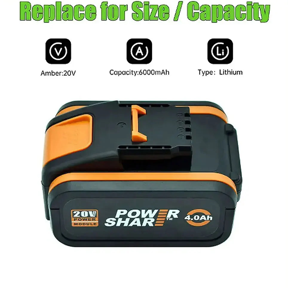 20V 4.0Ah Rechargeable Lithium Battery for WORX – Compatible with WA3553, WA3551, WA3553.1, WA3570, Electric & Garden Tools