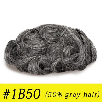 Ultra Thin Skin 0.03mm Men’s Toupee Human Hair Wig – Natural Hair Replacement System Lightweight Male Hairpiece