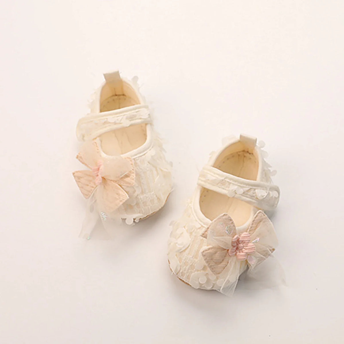 Baby Girl Princess Bow Flats - Soft Sole Petal Walker Shoes for Newborns & First Walkers