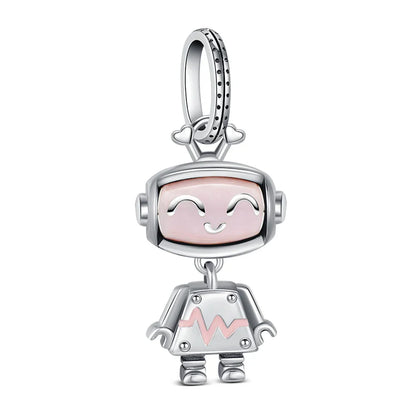 925 Sterling Silver Robot & Sea Turtle Charms Pendant — Moon Bead Bracelet Accessory, DIY Fashion Jewelry Gift for Women