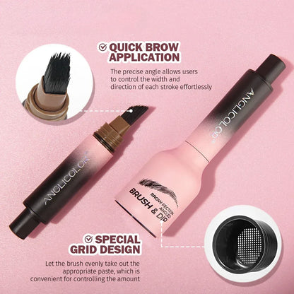 Wild 3D Eyebrow Pencil – Square Angled Brush Velvet Brow Dye Cream, Waterproof & Anti-Smudge Tint Pen