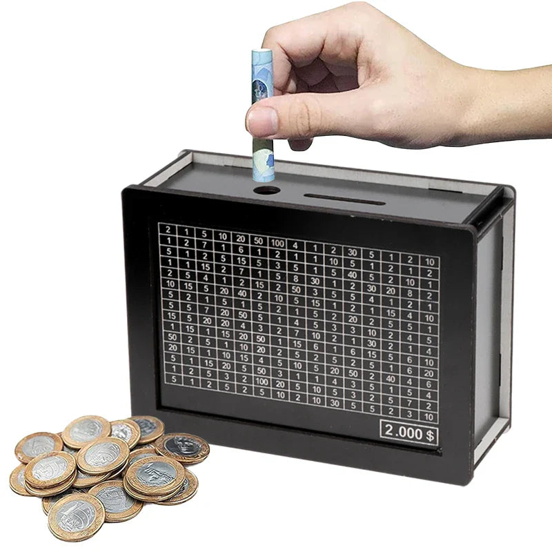 USD Black Reusable Piggy Bank with Money Goal Counter - DIY Savings Box to Build Good Habits