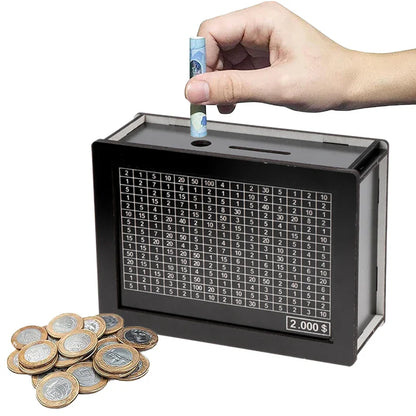USD Black Reusable Piggy Bank with Money Goal Counter - DIY Savings Box to Build Good Habits