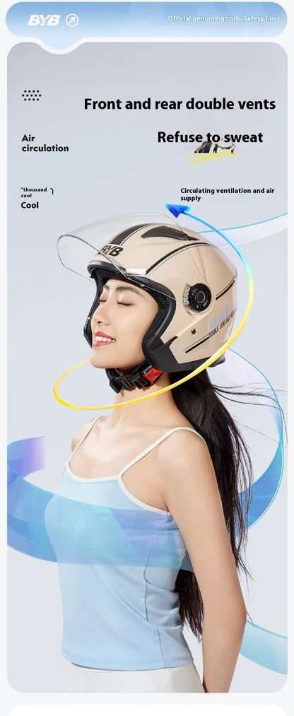 2024 New Motorcycle & Electric Car Helmet – Men’s & Women’s Safety Helmet with Anti-Fog Double Lens, Four Seasons Universal