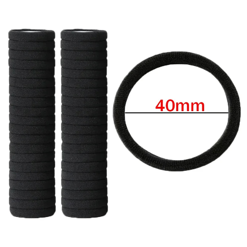 10/100PCS Black Elastic Hair Bands - Simple Rubber Scrunchies & Ponytail Holders for Women & Girls (2-5cm)