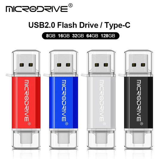 Pendrive Type C OTG USB Flash Drive - 128GB, 64GB, 32GB, 16GB, 8GB, 4GB High-Speed Memory Stick for Type-C Devices