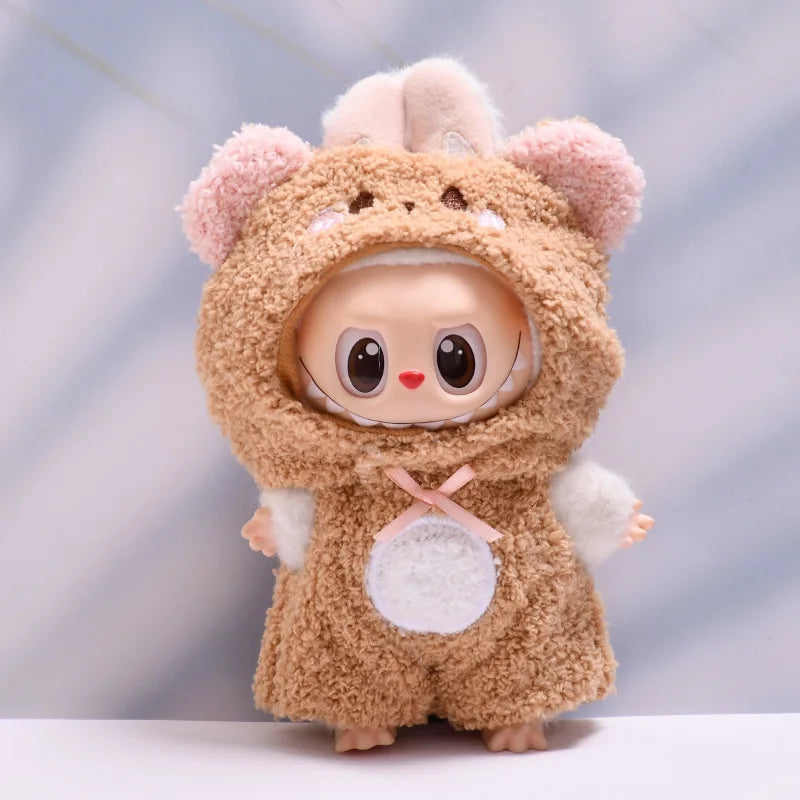 15cm/17cm LABUBU Doll Outfits – Sitting Party Plush Animal Sets for Generations 1-3, Cute Gifts for LABUBU Fans