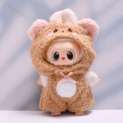 15cm/17cm LABUBU Doll Outfits – Sitting Party Plush Animal Sets for Generations 1-3, Cute Gifts for LABUBU Fans