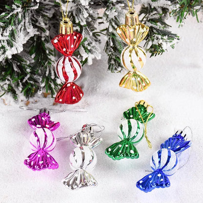 6PCS Christmas Candy Cane & Lollipop Hanging Ornaments – Festive Tree Pendants for Home Holiday Decor