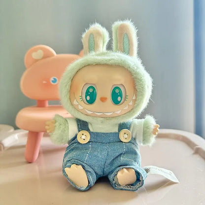 17cm Labubu Doll Clothes — Mini Outfit Accessories for K-Pop EXO I & II Dolls | Sitting Party Overalls Gift