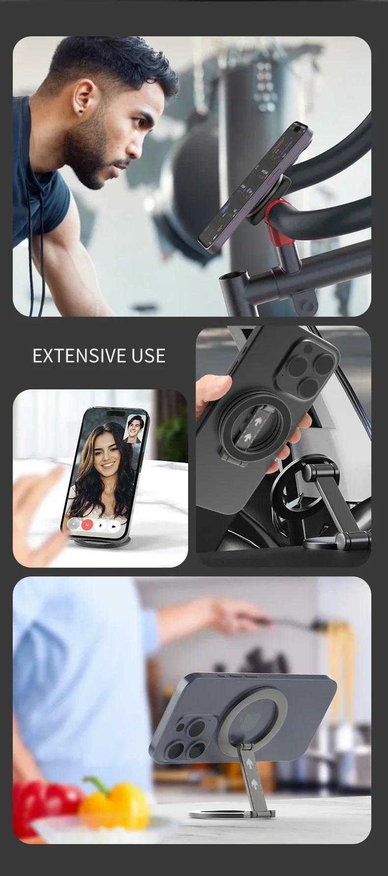 Double-Sided Magnetic Phone Ring Holder – MagSafe Kickstand, Magnet Grip for iPhone 16/15/14, Huawei & Xiaomi