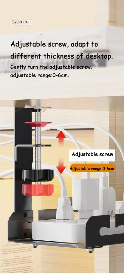 Telescopic Under-Desk Storage Rack – Metal Cable Management Tray for Home and Office, No-Punch Wire Organizer