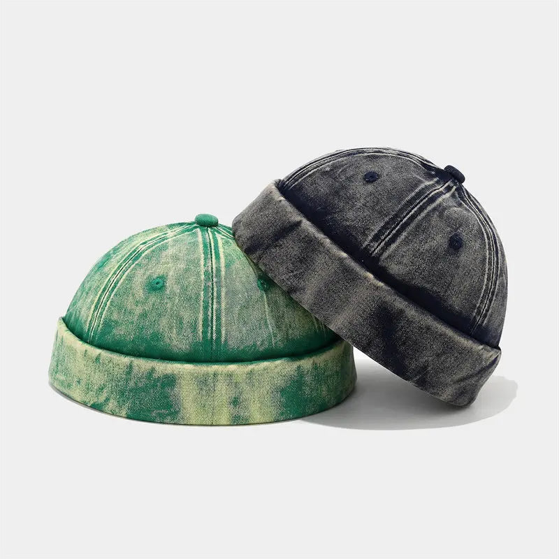 Cotton Print Docker Cap - Four Seasons Brimless Sailor Style Hat for Men & Women