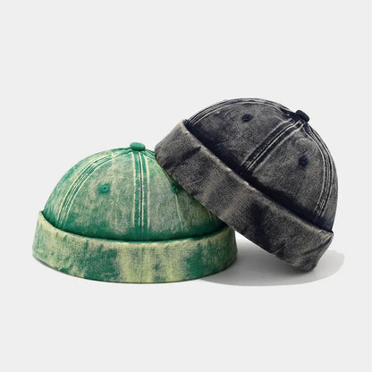 Cotton Print Docker Cap - Four Seasons Brimless Sailor Style Hat for Men & Women