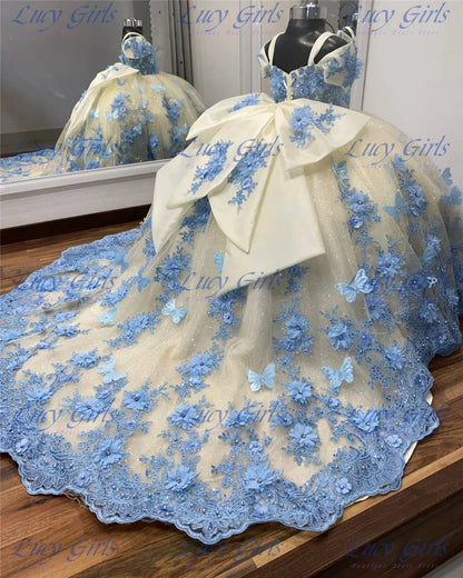 Pink Flower Girl Dress - Fluffy Tulle Butterfly Applique Gown for Weddings & Parties