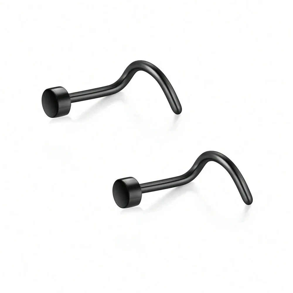 20G Stainless Steel L-Shaped Nose Stud Ring – 2mm Ball Twister Screw Nose Piercing Jewelry for Women & Men Stylish Body Accessory