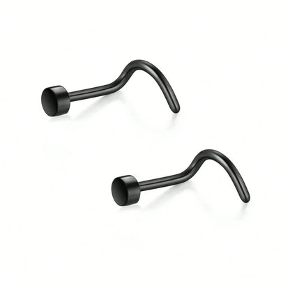 20G Stainless Steel L-Shaped Nose Stud Ring – 2mm Ball Twister Screw Nose Piercing Jewelry for Women & Men Stylish Body Accessory