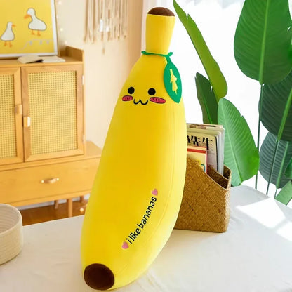 Banana Long Throw Pillow – Cute Super Soft Plush Leg Hug Doll for Bed, Perfect Girl Plush Toy