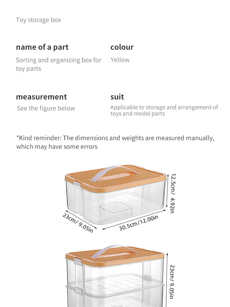 Stackable Building Blocks Toy Storage Box for Kids – Brick-Shaped Plastic Container with Lid – Toy Organizer & Sundries Bin