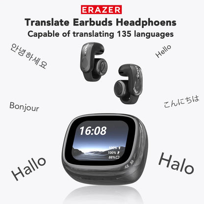 ERAZER XF28 Bluetooth V6.0 Translator Earbuds — True Wireless Open-Ear Earphones for Travel, Office & ASMR with Translation App