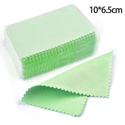 50pcs Silver Polishing Cloths – Soft Cleaning Wipes for Necklaces, Rings & Jewelry Care (10x6.5cm & 8x8cm)