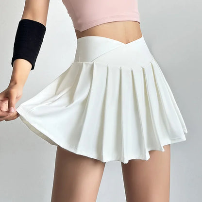 Women’s Sports Short Skirt — Summer High Waist Pleated Skirt with Anti-Walk Yoga Pants, Quick-Dry Breathable Running & Fitness Wear