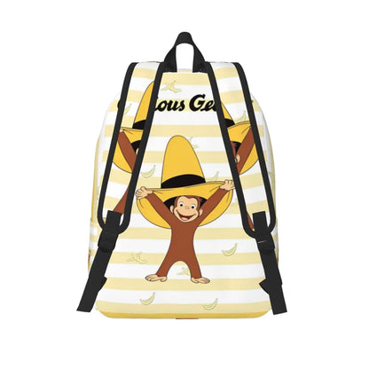 Curious George Cartoon Monkey Backpack - Casual Laptop Shoulder Bag for Students, Work, Travel & Outdoor Use