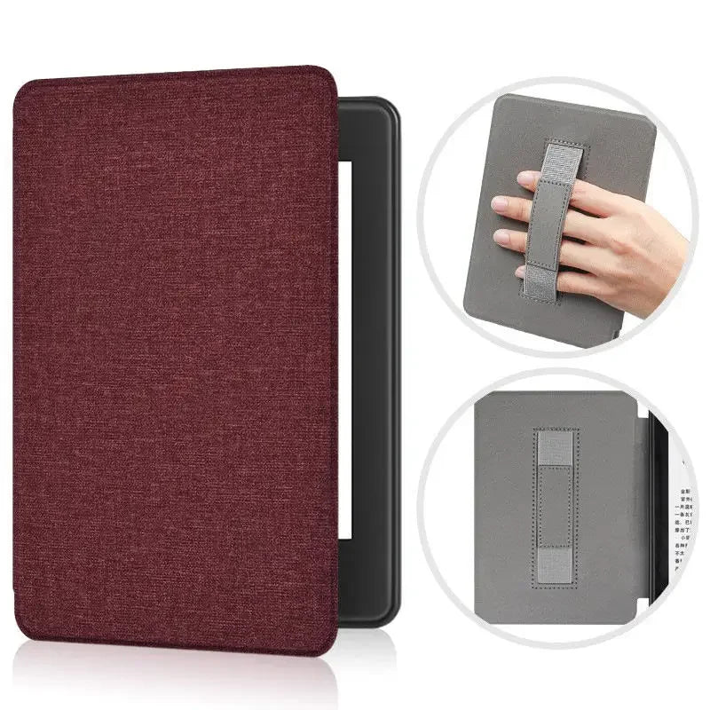 6" Kindle 11th Generation 2024 Case | PU Leather Ebook Cover with Hand Strap & Auto Wake Sleep