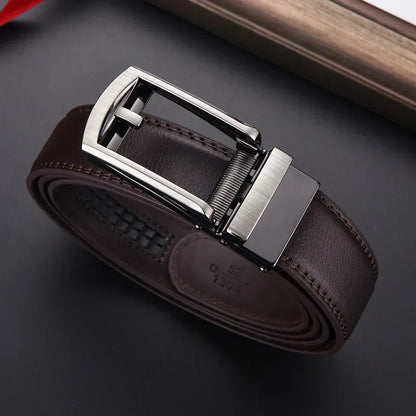 Men’s Luxury Click Belt – Genuine Leather Automatic Alloy Buckle for Business & Jeans