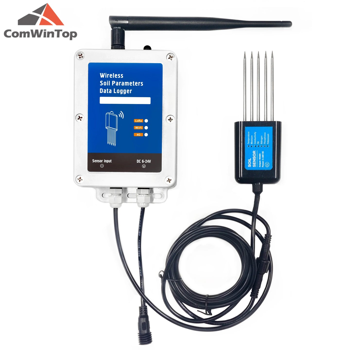 7-in-1 Smart Soil Sensor with WiFi/4G Data Logger – Moisture, Temperature, EC, pH & NPK Monitor with Built-In Battery